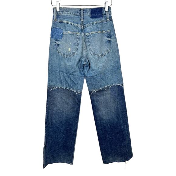 AMO Denim Jane Jeans Yesterday 24 Patchwork Flare Leg Repurposed Designer - Picture 5 of 12